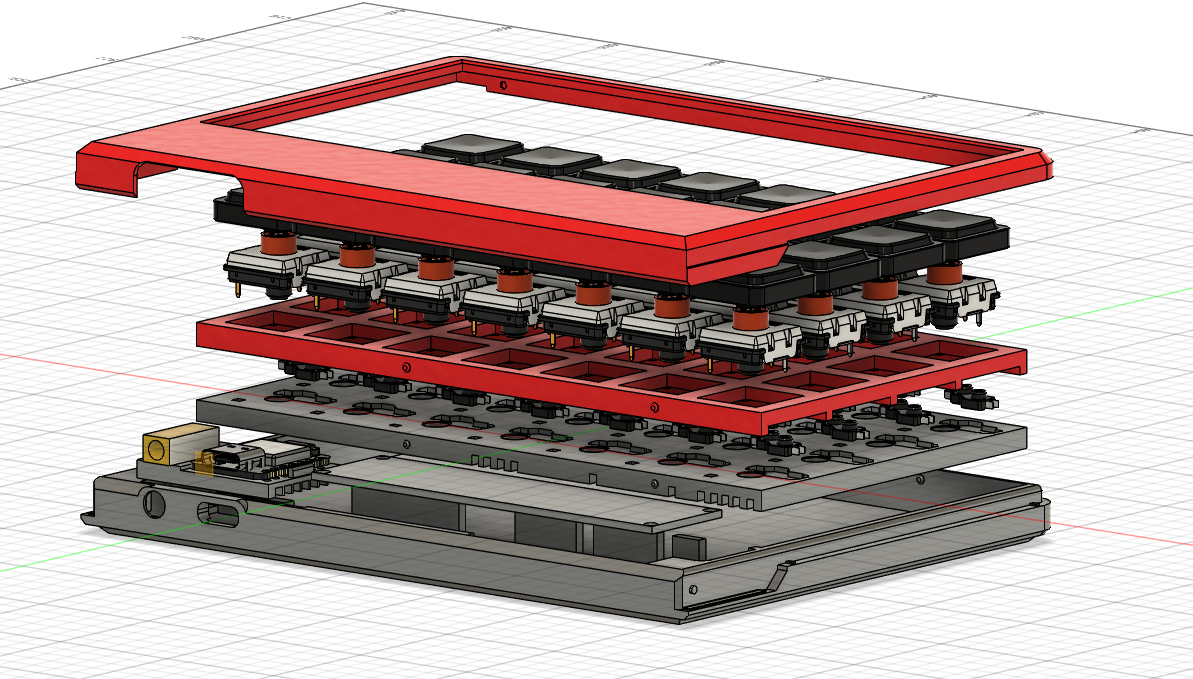 Another view of the keyboard structure during 3D modeling